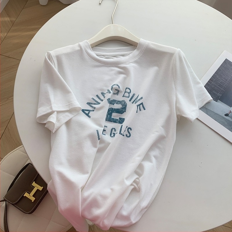 Дамска тениска от rayon, кръгла яка, къс ръкав, свободна кройка, печат с букви