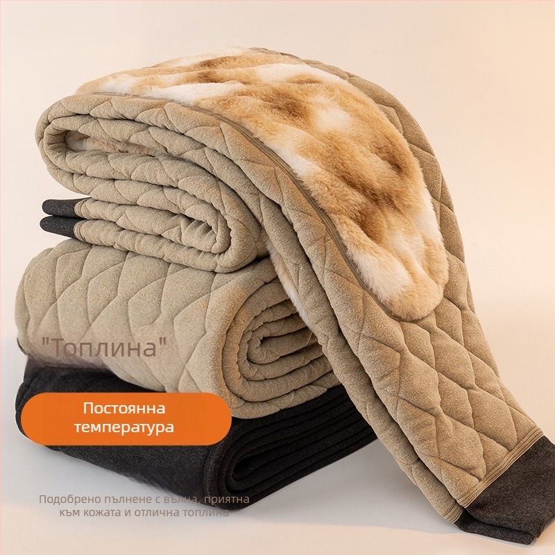 Мъжки термо панталони с подплата от полиестрови влакна и пълнеж, висока талия, прав силует, зима 2025