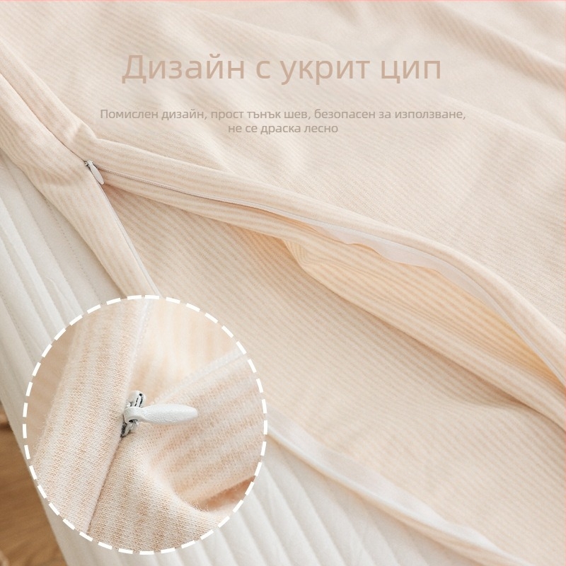 Калъф за завивка за новородено, 100% чист памук, карикатурен бродиран дизайн, плюшена тъкан, единична бройка