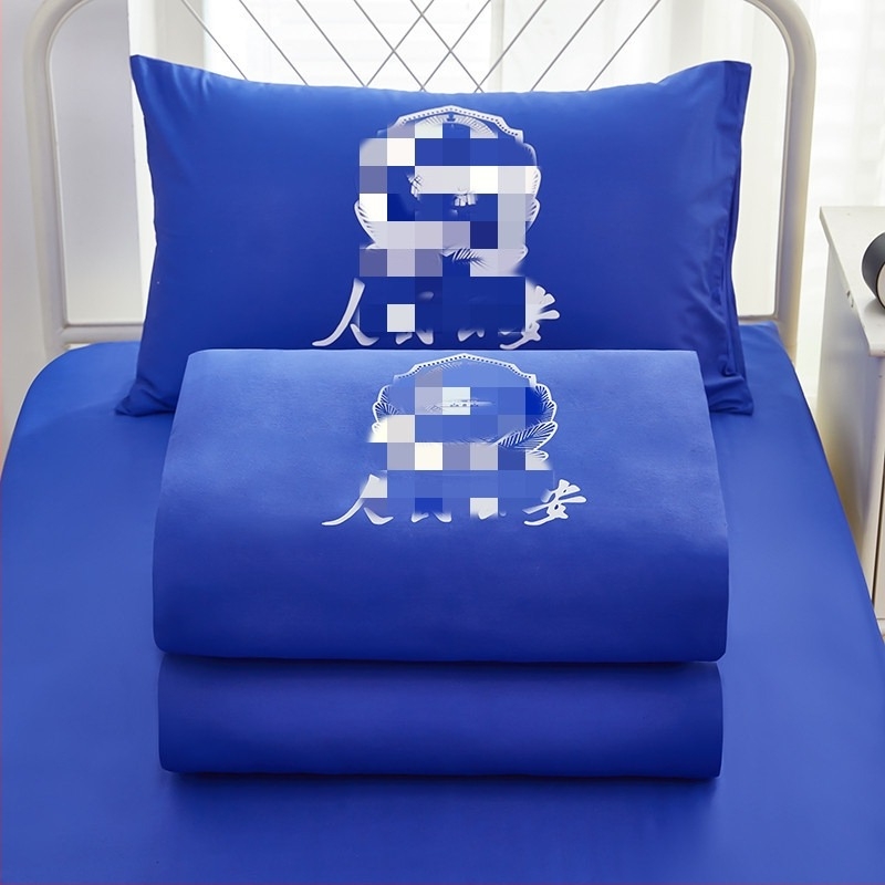 Комплект спално бельо от полиестер-памук сатен, три части, реактивно печатане и боядисване, едноцветен модел, стил за студентско общежитие