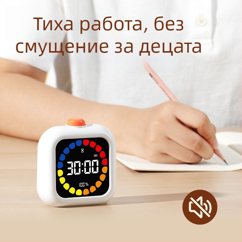 Deli LE110 визуален таймер за обратно броене с аларма, LED цифров дисплей, електронен механизъм, ABS корпус, външно захранване