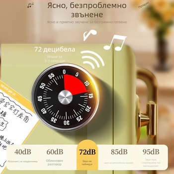 Кухненски таймер с магнит, електронен таймер от алуминиева сплав, LED дисплей и показалец, захранван със суха батерия