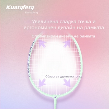 Бадминтон ракета Gale – K1314, рамка от желязна сплав, тегло 75–79 г, ръкохватка G5, найлонови струни, двойно използване за тренировки и състезания