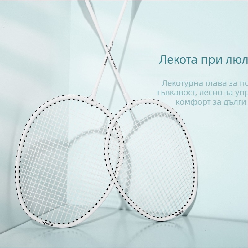 Бадминтон ракета Decoq – рама от железен сплав, модел Y-020023, тегло 95–100 г, изправена глава