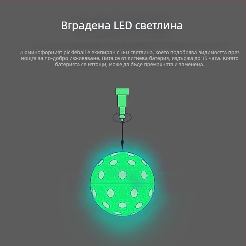 Пикълбол топка с 40 дупки, модифициран TPE, тегло 30 г