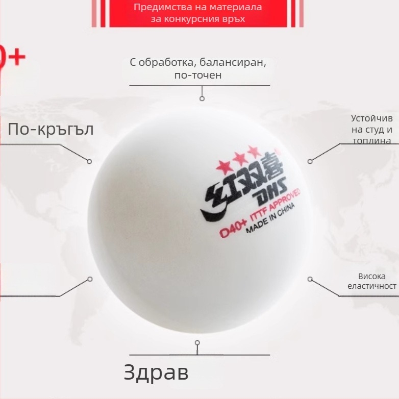 Тренировъчна топка за тенис на маса, Red Double Happiness, PVC, без лого, комплект от 10 топки