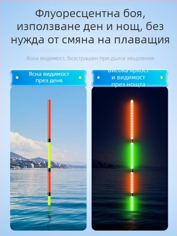 Поплавък за караси с електронно нощно осветление, висока чувствителност на клюване и промяна на цвета, дневна и нощна употреба — наноплава, Mingzheng fishing tackle