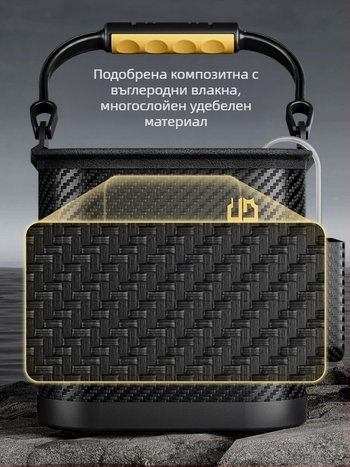 Къмпинг кофа за вода, прозрачна кофа за риба, кофа за защита на рибата, преносим сгъваем кофа за риболов (Материал: anti-weaving technology)