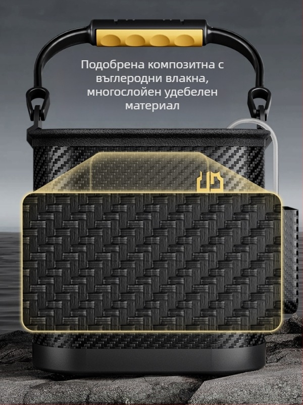 Къмпинг кофа за вода, прозрачна кофа за риба, кофа за защита на рибата, преносим сгъваем кофа за риболов (Материал: anti-weaving technology)