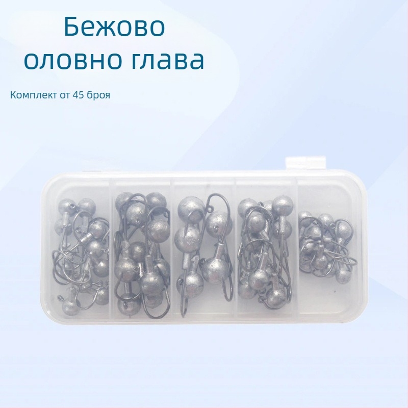 Wanhe 45 бр. комплект куки с оловна глава – кутия за риболовни принадлежности, синтетични материали, за езерен и морски риболов