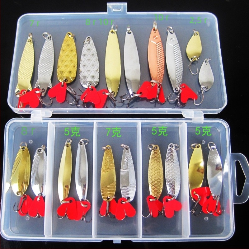 Luyayu 21-частен комплект примамки за риболов със кутия — въртящи се блестящи примамки и имитационни примамки