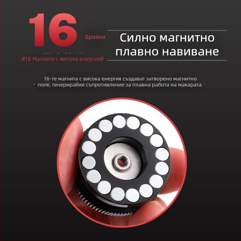 Kemeilong магнитна макара за рафтинг риболов с цял метален корпус, магнитен механизъм за забавяне и преднавиване на линията