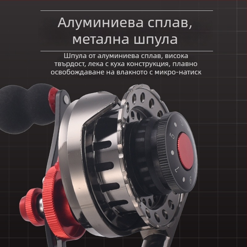 Kemeilong магнитна макара за рафтинг риболов с цял метален корпус, магнитен механизъм за забавяне и преднавиване на линията