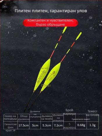 Комплект за риболов: вертикална поплава с двойни куки, готов за употреба (Материал: копринено цвете; Дължина: друго; Място за риболов: друго)
