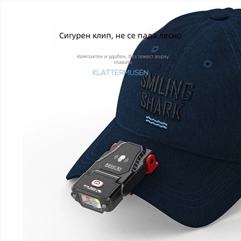 Презареждаща LED челна лампа за нощен риболов, с клип за шапка, 360° въртене, обхват 100–200 м