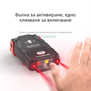 Презареждаща LED челна лампа за нощен риболов, с клип за шапка, 360° въртене, обхват 100–200 м