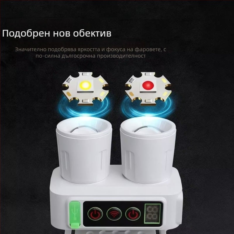 Риболовна челна лампа с LED светлина, 10W, батерия 1500, въртене на 360°, обхват 200–500 м