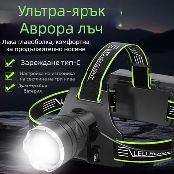 Field Path алуминиева LED челна лампа с регулируем фокус, презареждаща се 10W, 2400mAh, носена на глава, обхват 200–500 м
