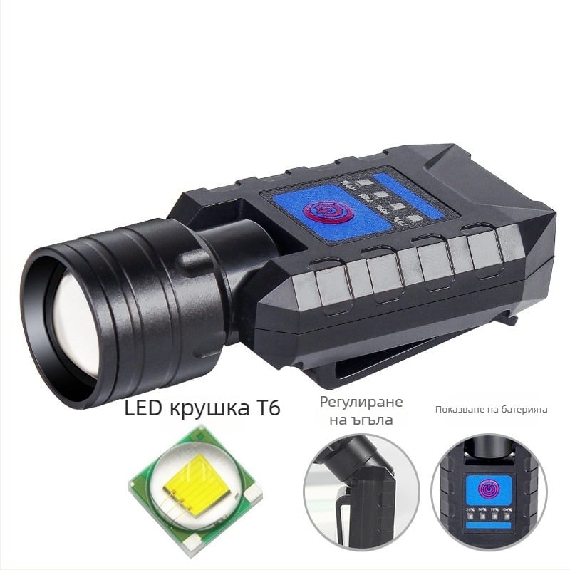 Star Warrior LED фенер за шапка с клип, алуминиева сплав + ABS, 3W, капацитет на батерията 1500, обхват 200-500 m