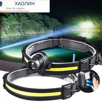 LED челна лампа за къмпинг със зум, алуминиева сплав, светодиоди, презареждаща се, обхват 100–200 м