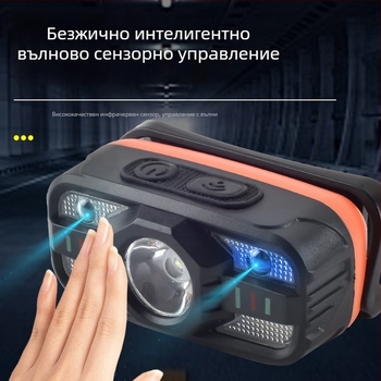 LED челник, презареждащ се, 1200mAh Li‑ion, 10W, висок лумен, обхват 200–500 м