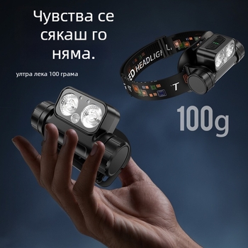 LED челник за глава с ABS корпус, батерия 3000 mAh, мощност 6 W, LED светлинен източник, обхват 100-200 м