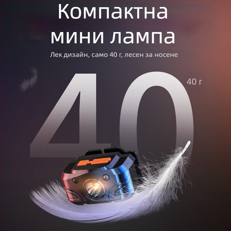 LED челник за нощен риболов, презареждаем, обсег 200 м, водоустойчив, време на работа 2-6 ч, тегло 40 г