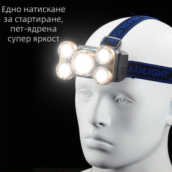 LED челна лампа за къмпинг и нощен риболов, 5W, вградена 400 mAh батерия, презареждаем, обхват 50–100 m, пластмасов корпус