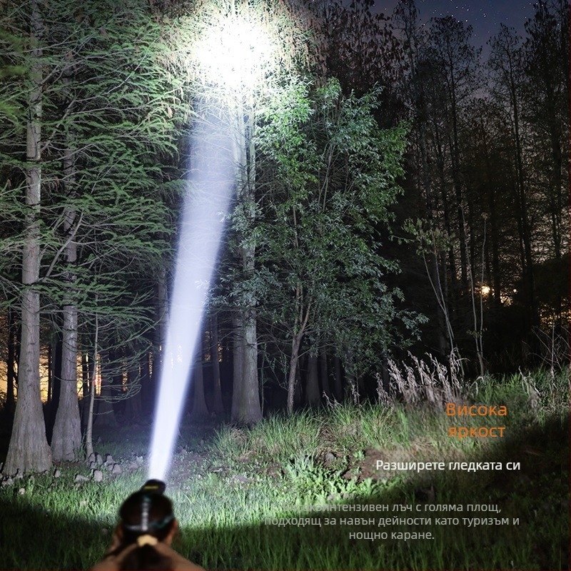 Челна лампа за къмпинг: LED 10W, 1200 mAh, 360° въртене, обхват 200-500 m, сензор, индикатор за батерията и функция за презареждане на други устройства