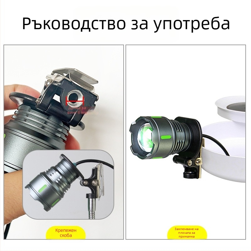 Глава на лампа за нощен риболов с USB външно захранване, константен ток, 5V регулируем фокус, три LED източника, обхват 200–500 м