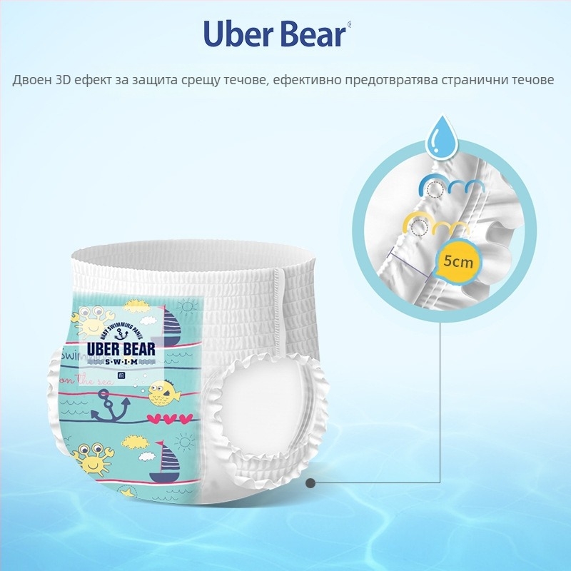 Еднократни плувни пелени за бебета, панталони с връзки, подходящи до 17 кг, възраст 0–3 години, пакет 80 броя, срок на годност 3 години