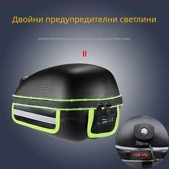 Чанта за велосипед Tianqi TQ-315, голяма синтетична кожена панер за багажник с предупредителна светлина