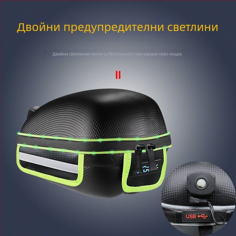 Чанта за велосипед Tianqi TQ-315, голяма синтетична кожена панер за багажник с предупредителна светлина