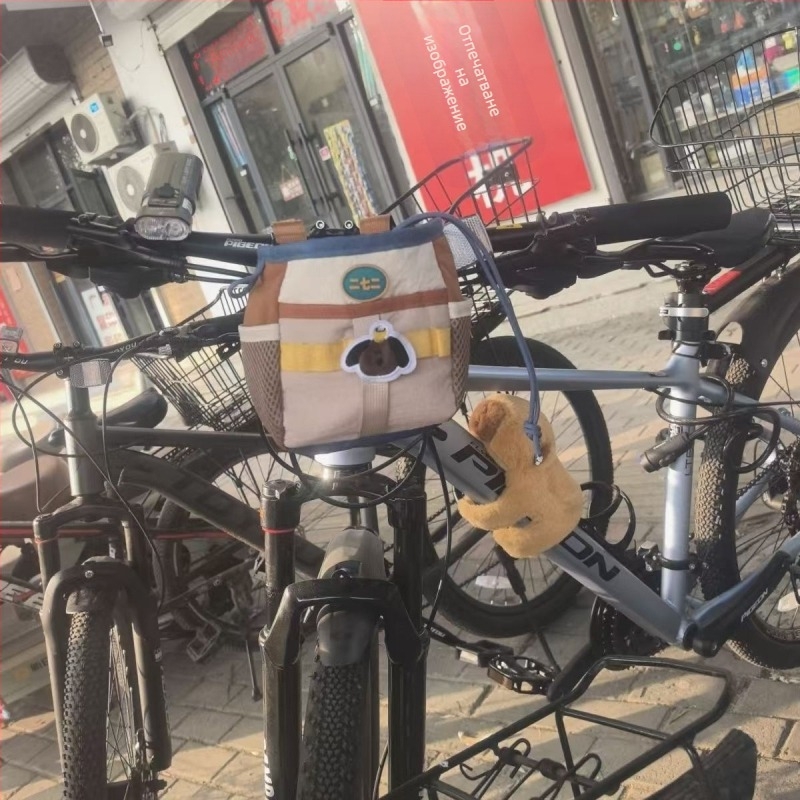 Предна чанта за кормило за велосипед и електрически мотоциклет с отделение за вода, полиестер, модел DF168-0203, с вътрешна подплата