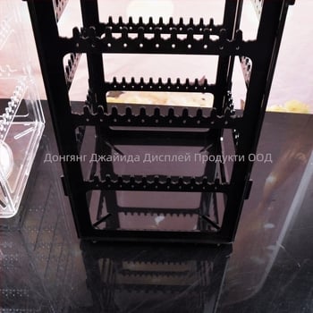 Ротиращ акрилен държач за бижута, настолен 5-етажен органайзер за колие и обеци