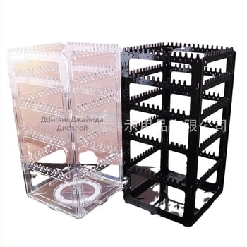 Ротиращ акрилен държач за бижута, настолен 5-етажен органайзер за колие и обеци