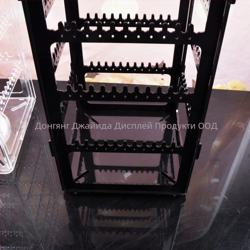 Ротиращ акрилен държач за бижута, настолен 5-етажен органайзер за колие и обеци