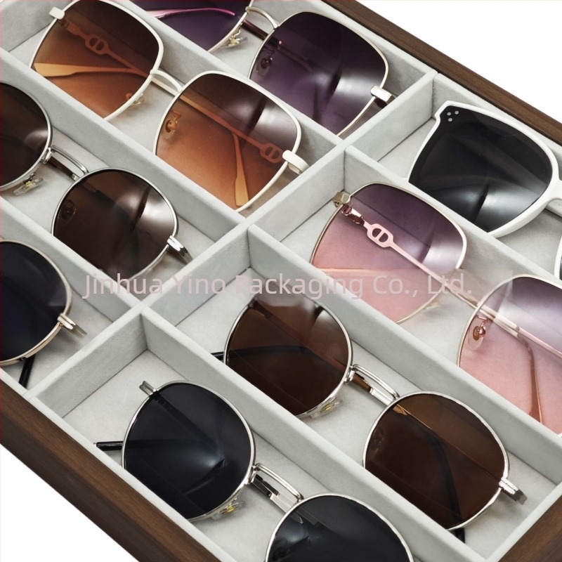 Поставка за очила, 8 отделения, MDF+PVC+фланела, без боядисване, марка ENO, луксозен стил