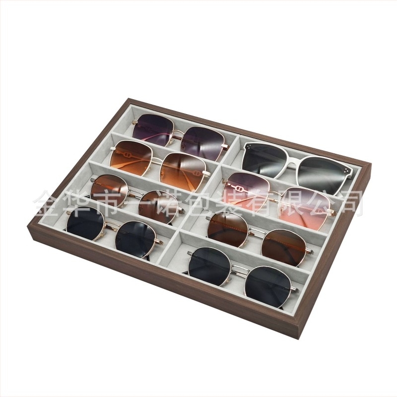 Поставка за очила, 8 отделения, MDF+PVC+фланела, без боядисване, марка ENO, луксозен стил