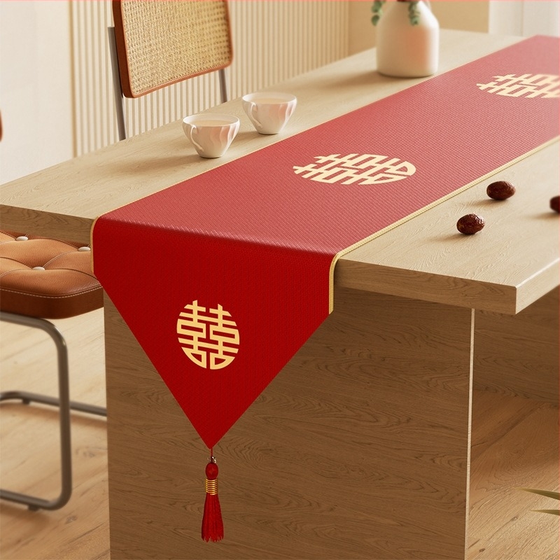 Флаг за маса – ленено платно, 90% лен, сватбен стил, празничен модел, персонализирано