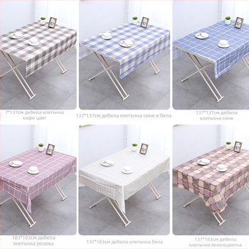Покривка за маса PEVA, водоустойчива, каре в скандинавски стил, квадратна, маслоустойчива
