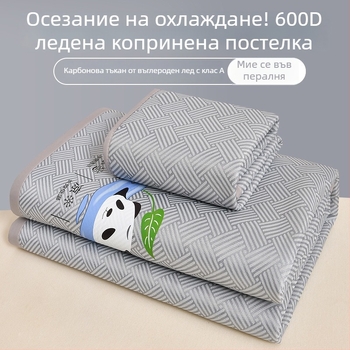 Комплект от 3 подложки за легло с ледено коприна усещане — вискоза, сгъваеми, принтирана тъкан