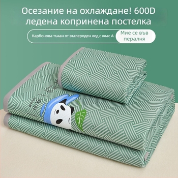 Комплект от 3 подложки за легло с ледено коприна усещане — вискоза, сгъваеми, принтирана тъкан