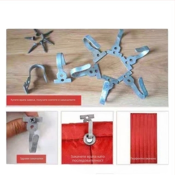 Закачалки за завеси за врати – въглеродна стомана, единична закачалка, модерен минимализъм, товароносимост 20–30 кг, 6 бр.