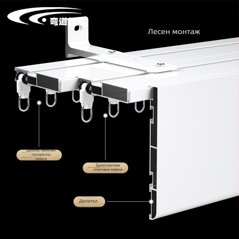 Кутия за завеси с интегриран горен монтаж, модел 2000, алуминиева сплав, марка Overtaking on Curve, стил модерен минимализъм