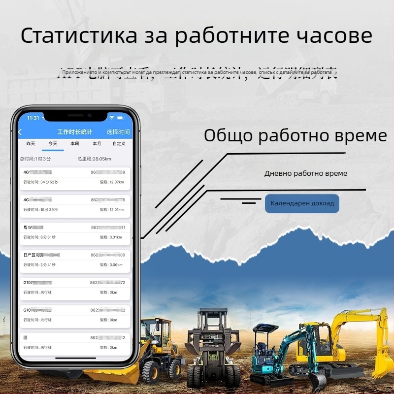 KM02 GPS локатор за екскаватори и тежко оборудване – Beidou/GPS позициониране, точност 3 м, вградена антена, захранване 9-90 V