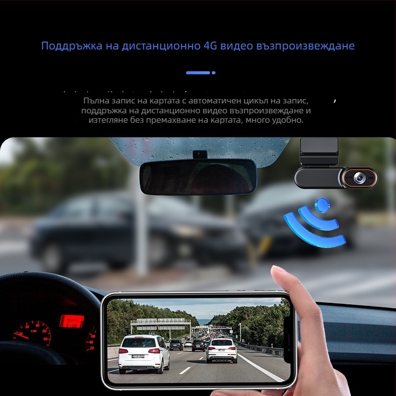 4G автомобилен видеорегистратор с резолюция 2160p, 256GB памет, 170° ъгъл на виждане и монтаж върху огледалото за обратно виждане на предното стъкло