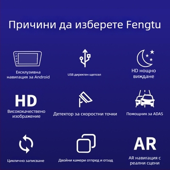 Автомобилен видеорегистратор с двойна леща, 1080p, 170° ъгъл, цикличен запис, ADAS