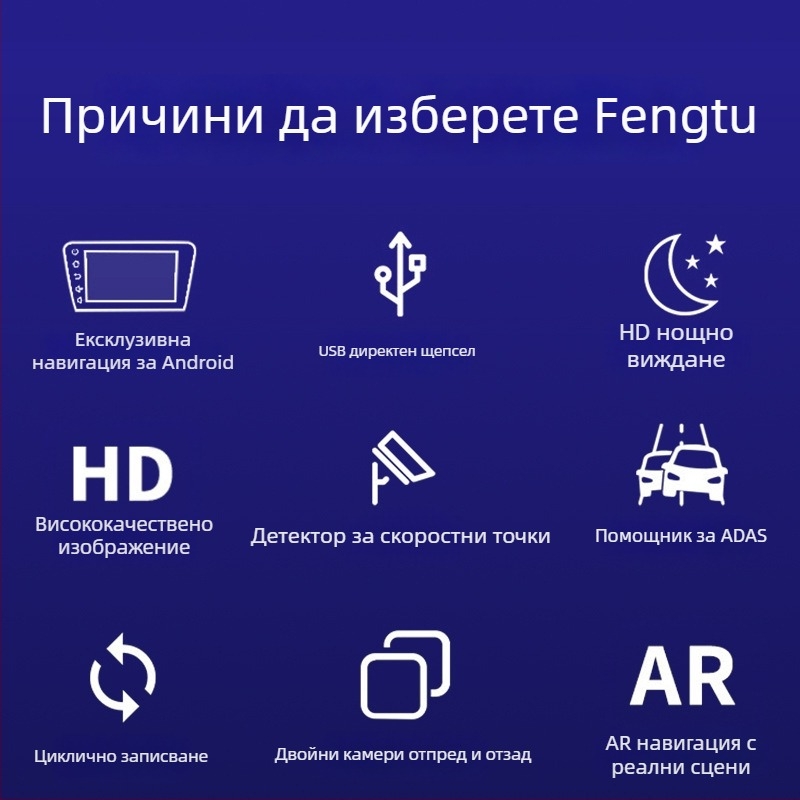 Автомобилен видеорегистратор с двойна леща, 1080p, 170° ъгъл, цикличен запис, ADAS