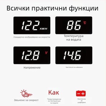 HUD дисплей за автомобил A100 с OBD проекция, захранване от батерия, ръчен контрол